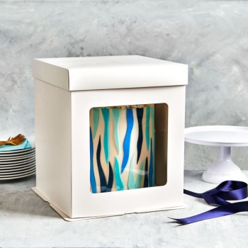 Tall Cake Box with Window 35.5 x 35.5 x 40.5cm - White